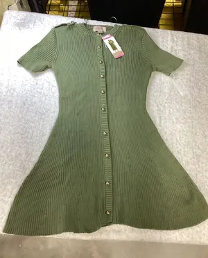 French Connection Womens Olive Green Ribbed Button Front Sweater Dress Small NEW thumbnail 1