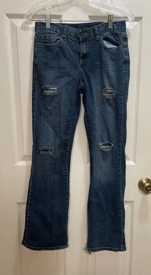 Calvin Klein Womens Flare Fit Distressed Jeans Size 27 thumbnail 1