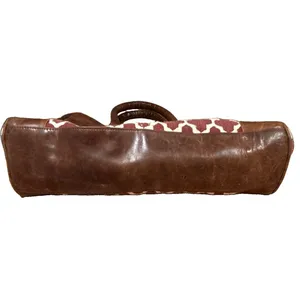 JOYN Geometric Tote Vintage Leather Burgundy/Cream Shoulder Bag thumbnail 6