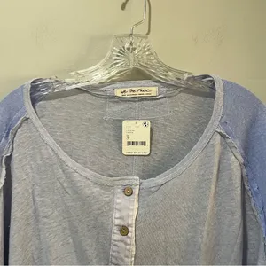 We the Free boho top blue moon combo Size‎ Small Henley New Long Sleeve thumbnail 6