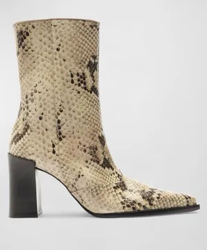 SCHUTZ Raffaela Snake-Embossed Ankle Booties w/Black Block Heel, Size 7.5, NWT thumbnail 1
