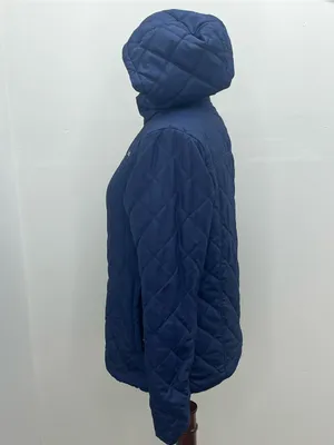 Columbia Womens Blue Navy Quilted Fleece Lined Full Zip Hooded Jacket Coat Small thumbnail 4