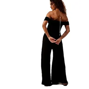 NWT Free People FP Beach Kenna One Piece in Black Off-Shoulder Wide Jumpsuit XS thumbnail 6
