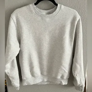 Aritzia Cozy Fleece Perfect Crew Sweatshirt in Heather Cloud White thumbnail 1