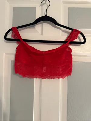 Urban Outfitters Just Peachy Red Lace Off-Shoulder Bralette thumbnail 3