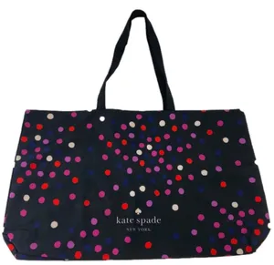 Kate Spade Large Black Polka Dot Lightweight Tote Name and Logo on Both Sides thumbnail 1