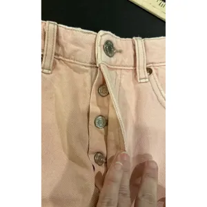 Zara Womens Size 4 Pink Mid‎ Rise Button Fly Denim Jean Shorts Boho Festival thumbnail 4
