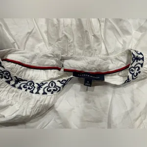 Tommy Hilfiger White and Blue Embroidered Blouse thumbnail 14