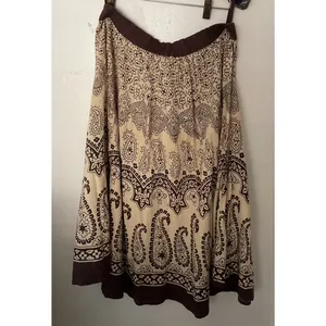 Vintage Bohemian Skirt West Midi Skirt Brown Paisley Floral Print Studio thumbnail 7