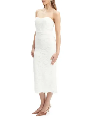 Bardot Kayleigh Midi Dress in White 2 New Womens Lace Strapless thumbnail 10