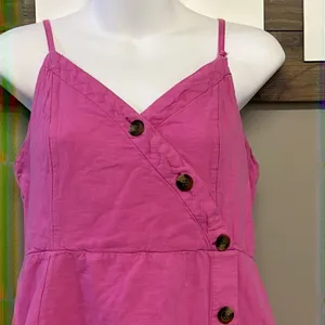 American Eagle Pink Lined Sundress with Adjustable Straps & Front Buttons-Medium thumbnail 2