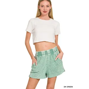 Zenana Halo Snow Washed Exposed Seam Top &‎ Shorts Set - Large thumbnail 3