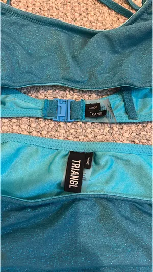 Triangl High waisted bright blue sparkly triangle bathing suit thumbnail 2