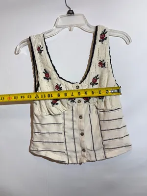 Free People Rose Bud Knit Top Cotton Blend Long Sleeve Size M thumbnail 4