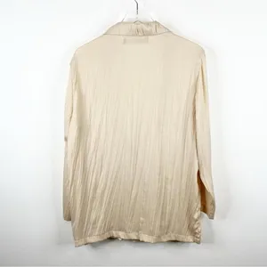 ZARA‎ Satin Crinkle Lightweight Blazer Women's Size S Cream Quiet Luxury thumbnail 3