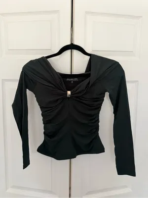 Abercrombie & Fitch Green Gold Hardware Off-the-Shoulder Modal-Blend Top Size XS thumbnail 3