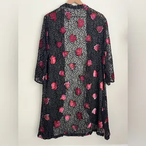 Anthropologie Floreat Velvet Burnout Kimono black polka dot sheer thumbnail 2