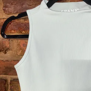 SPANX Blue Contour Rib Mock Neck Crop Top Cropped Tank Women's Size Small thumbnail 3