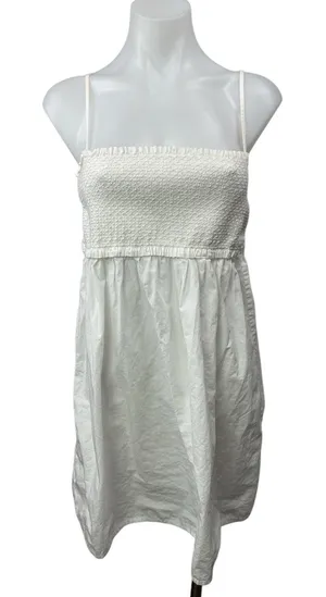 Aritzia Sunday Best White Ruffle Smocked Cami Camisole A Line Mini Dress Size M thumbnail 1