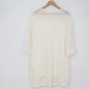 Zhao Xi Dress Womens M Shift White Floral Lace 3/4 Sleeve Scalloped Excellent thumbnail 4