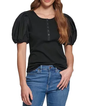 Aritzia Wilfred Billow Top Puff Shoulder Henley Blouse Size XS New with Tag thumbnail 1