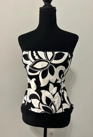 White House Black Market Corset Top Black White thumbnail 1