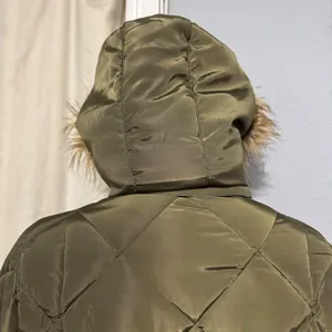 Weatherproof Olive‎ Green Quilted Puffer Jacket Faux Fur Trim Hood Women's Sz L thumbnail 8