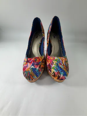 Fioni Floral Platform Pumps Cork Stiletto High Heels Multicolor Y2K Womens 8W thumbnail 5