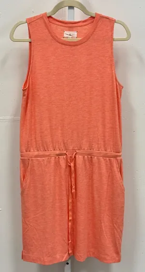 Lou & Grey Coral Heather Knit Sleeveless Drawstring Waist Knee Length Dress Med thumbnail 1