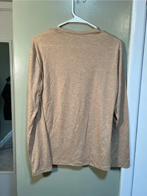 Women’s Size Small Long Sleeve T-Shirt Beige Tan White Coffee Weather Crewneck thumbnail 5