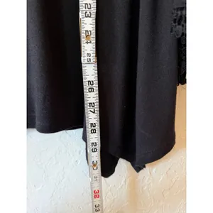 Black Boho‎ Bell Sleeve Tunic Top Lace Trim Flowy Romantic Western Witchy M thumbnail 3