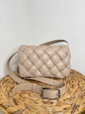NWT JW PEI Purse Maze Bag Woven Almond Vegan Leather Crossbody beige neutral thumbnail 5