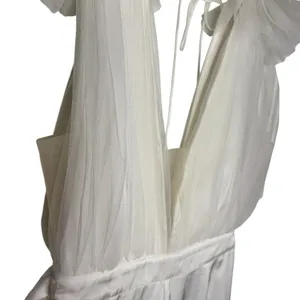 🤍 Aakaa White Ruffle Tulle Bodice Wide Leg Jumpsuit Women’s M Bridal‎ 🤍 thumbnail 4
