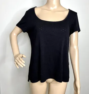 Old Navy Eyelet Black Short Sleeve Top thumbnail 1