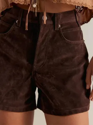 Free People We The Free Tippi Vegan Suede Shorts in Chicory Coffee - 27 thumbnail 4