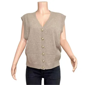 REFORMATION Jacqui Cashmere Sweater Vest, Oatmeal, Large thumbnail 2