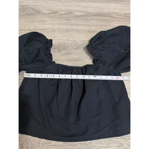 Abercrombie & Fitch Womens Crop Top Size S Black Linen Cotton Off The Shoulder‎ thumbnail 5