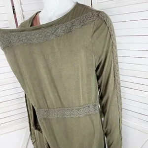 BKE Buckle Gimmicks Western Boho Lace Trim‎ Cardigan Duster Olive Green Small thumbnail 5