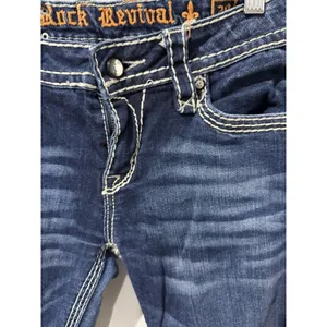 Rock Revival Kai Straight Jeans Dark Blue Denim Embroidered Flap Pockets Size 29 thumbnail 7