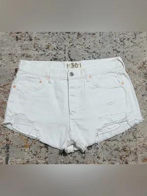 Free People We the Free Loving Good Vibrations Distressed white Shorts size 30 thumbnail 2