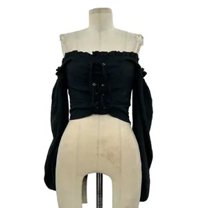 Superdown Darleen Off the Shoulder Corset Top in Black‎ Size XS thumbnail 3
