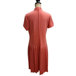 Bleecker Street Ribbed Knit Dress Mock Neck‎ Pleated Coral Midi 13 Vintage thumbnail 2