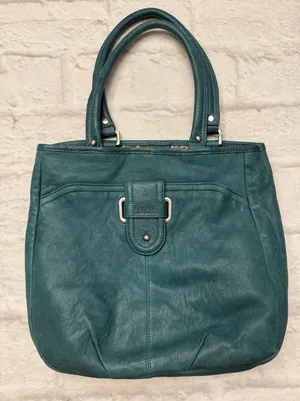 Perlina Brushed Leather‎ Hobo Shoulder Bag Purse Green Buckle Medium Tote thumbnail 1