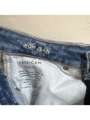 American Eagle Mom Jeans Womens 2 Short Distressed High Rise Rigid Blue Denim thumbnail 7
