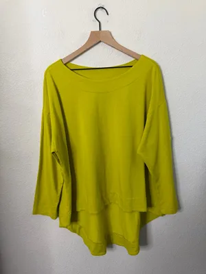 Bryn Walker Alden Shirt in Bamboo‎ Fleece Yellow Womens Size S thumbnail 2
