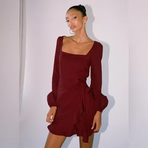 Princess Polly The Villa Mini Dress In Burgundy Size 6 thumbnail 5