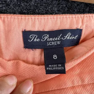 J.Crew Women's Coral Salmon Pink Pencil Skirt Size 8 100% Cotton Retail $75 thumbnail 3
