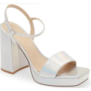 Open Edit from Nordstrom Noella Ankle Strap Platform Sandal Silver Size 7.5 NWOB thumbnail 1