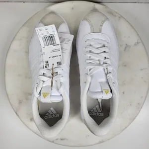 Adidas VL Court 3.0 Skate Sneakers Size 7 White Gold Leather Casual Everyday NEW thumbnail 6