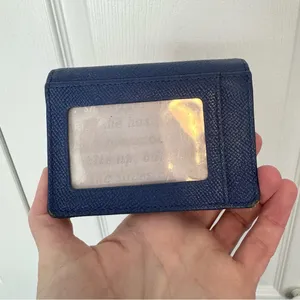 Kate Spade Navy Textured Wallet with Scalloped Edge, Pink interior. thumbnail 3